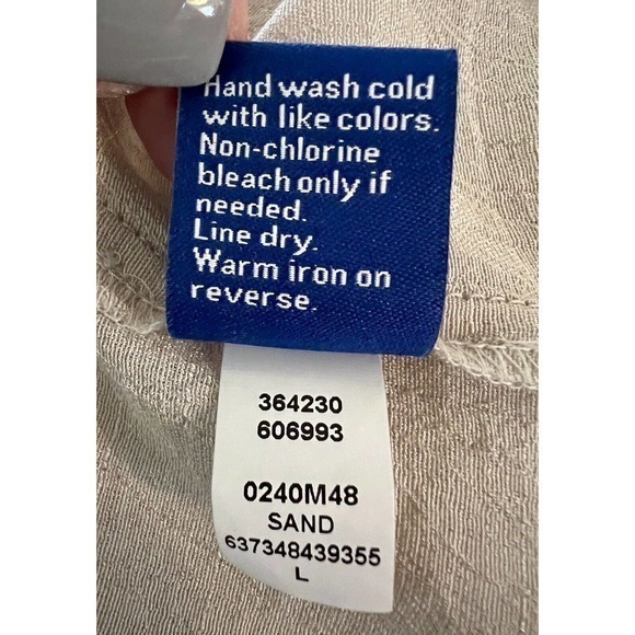 Apt 9 Women's sz L Top Sand Chevron Keyhole Long Sleeve Pullover Blouse EUC - Picture 10 of 10